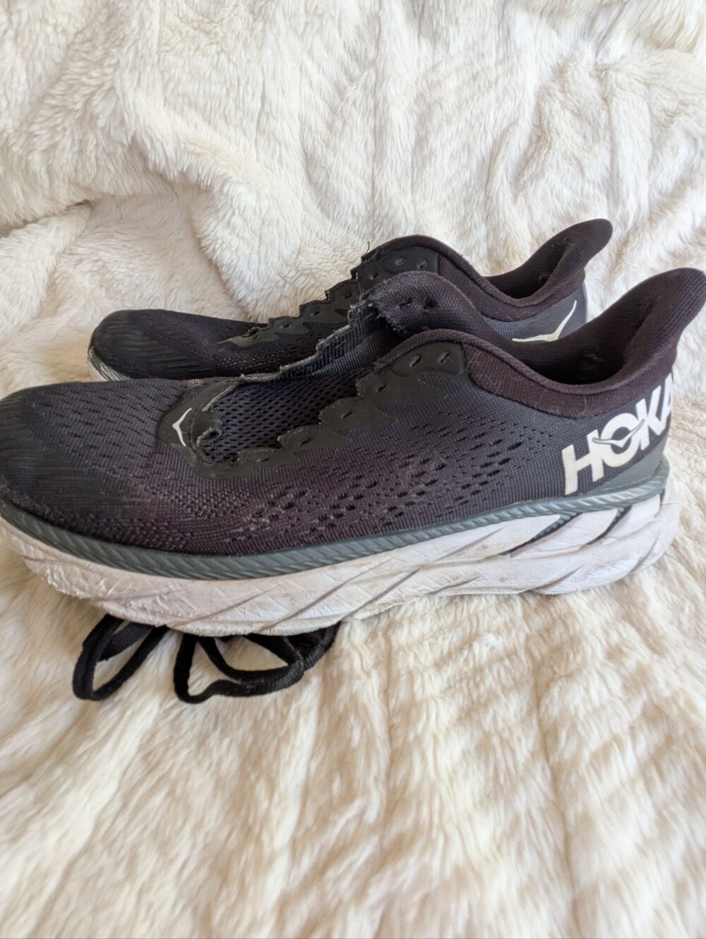 Hoka Clifton 7 Women's Black/White Trail Running Shoes Sz 9